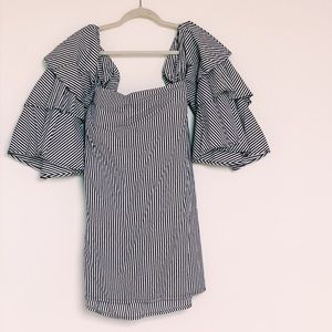 Like NEW! White Navy Striped Dress Bell Sleeves